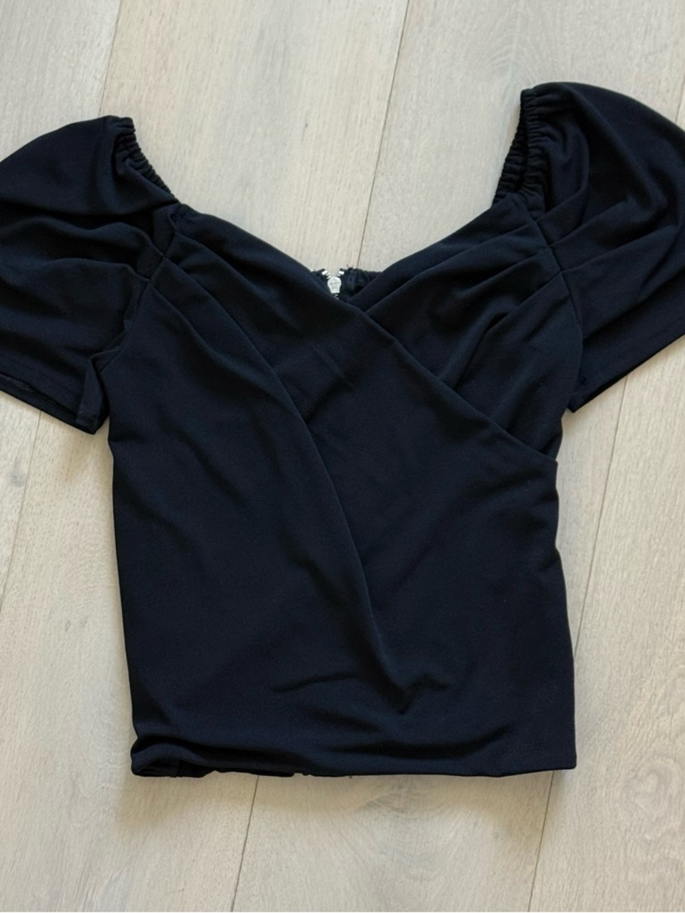 Express Black Puff Sleeve V-Neck Women's Top